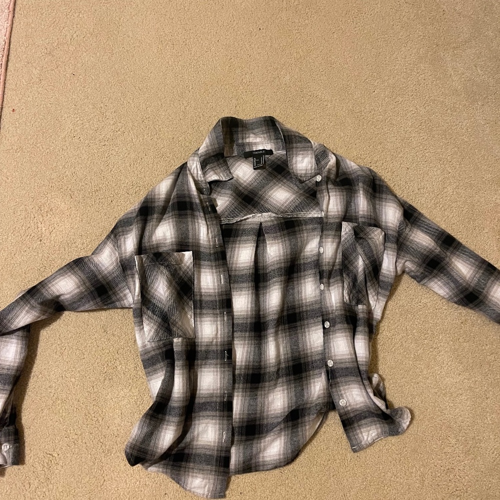 Plaid black and white flannel